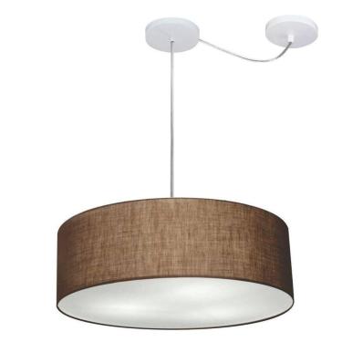 Imagem de Lustre Pendente Cilíndrico Com Desvio De Centro Vivare Md-4222 Cúpula Em Tecido 45x15cm - Bivolt Café 127/220v