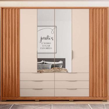 Imagem de Guarda Roupa Essence Casal Ripado 6 Portas de bater com 2 Espelhos 6 G