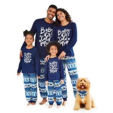 Imagem de Pijamas de Natal PATPAT Family Matching Sets femininos em azul profund