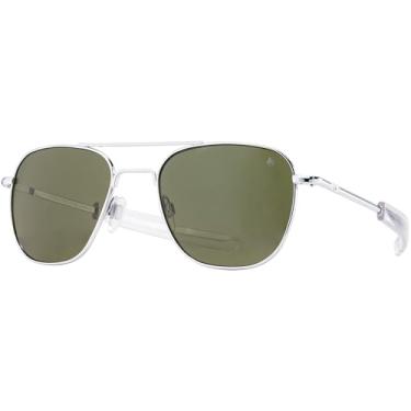 Imagem de AO Óculos De Sol Original Pilot - Lentes Nylon Aolite Verde Calobar Prata Haste Baioneta Polarizada 57-20-140
