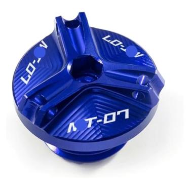 Imagem de Compatível com MT07 MT 07 Mt-07 FZ07 2015-2022 2023 2024 Acessórios Tampa do reservatório de fluido de freio dianteiro traseiro tampas de válvula de enchimento de óleo (uma tampa de enchimento azul)