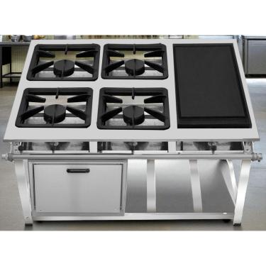 Imagem de Fogão Industrial 4 Bocas com Chapa Ap P7 com Forno Leona
