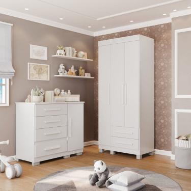 Imagem de Conjunto Quarto Infantil 2 Peças Aurora Espresso Móveis Branco