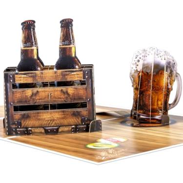 Imagem de Cartão de felicitações pop-up de cerveja com nota e envelope em branco, presente de celebração ideal para o Dia dos Pais, Amor, Aniversário, Aniversário, Momentos Especiais, Férias, Obrigado
