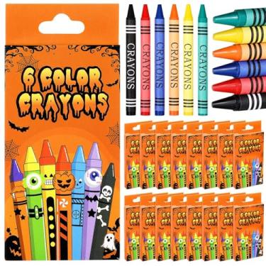 Imagem de Watersay 28 pacotes de 6 cores gizes de cera a granel para o Dia das Bruxas, pacote individual, cores sortidas, conjunto de arte para crianças, material escolar
