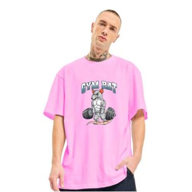 Imagem de Camiseta Oversized Masculina Rato de Academia Gym Rat - FSL.CONF, Rosa