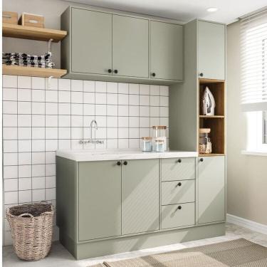 Imagem de Lavanderia Completa Rubi Verde Oliva Politorno Móveis Verde Oliva