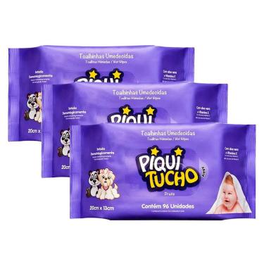 Imagem de Kit 3 Toalha Umedecida Piquitucho Pratic 96 Unidades