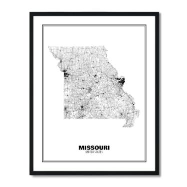 Imagem de Susie Arts Pôster de impressão artística de mapa de rua abstrato do estado do Missouri 28 x 35,5 cm, decoração de parede, escritório em casa, escola, sds023