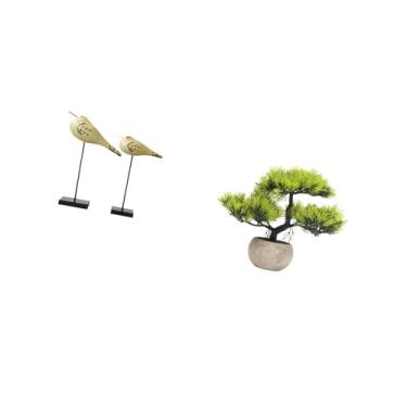 Imagem de Fenteer Estatuetas Modernas de Pássaros de Madeira E Esculturas Artificiais de árvores Bonsai para Decoração de Ambientes Internos, Como Mesa, Quarto E Centro