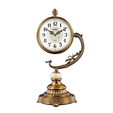 Imagem de Relógio de mesa retrô europeu relógio de cornija vintage relógio de mesa com balanço para escritório decoração de casa presente operado a bateria F (A) (E)