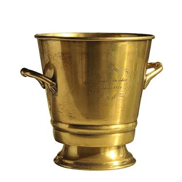 Imagem de Baldes de gelo isolados Balde de gelo retrô Balde de gelo de latão balde de champanhe doméstico balde de cerveja de vinho 3L balde refrigerador para festa/casa/bar balde de cerveja champanhe
