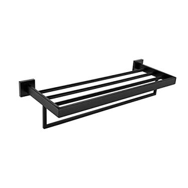 Imagem de Conjunto de ferragens de banho preto montado na parede gancho de roupas de aço inoxidável suporte de papel higiênico barra de toalha acessórios de banheiro de cozinha, toalha MB 2 barras (toalheiro MB