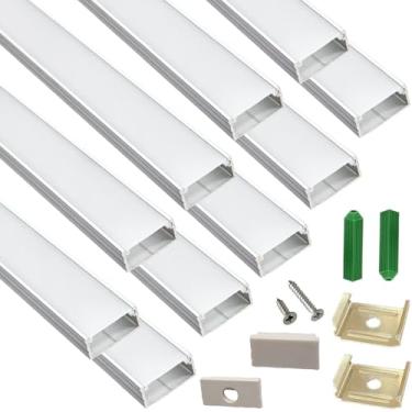 Imagem de THMOOTHER Difusor De Fita Led Em Canal U, Pacote Com 10 Unidades, 3,28 Pés, 17,8 X 8,5 Mm, Montagem Superfície, Trilho Alumínio Tampa Leitosa, Instalação Embutida, Perfil Baixo, Dedicado Para Hue Pl