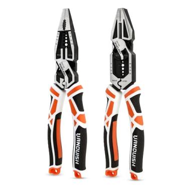 Imagem de VANQUISH Conjunto de 2 alicates, alicate multifuncional de 20 cm e alicate de ponta longa, cortador de fio/crimpador/decapador, alicate resistente de aço CRV