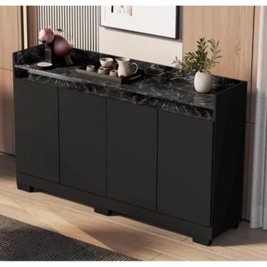 Imagem de Buffet Real 04 Pts Preto/Marmore Preto