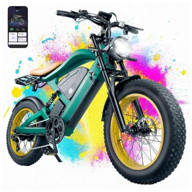Imagem de Bicicleta Elétrica SMARTRAVEL ZM22 20" Verde | Motor 1200W, Bateria 48V 20Ah, Suspensão Dupla, Freios a Disco, Câmbio Shimano 7V, GPS e LCD