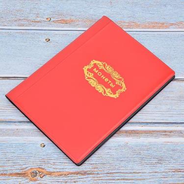 Imagem de YOUTHINK Colecionadores de Porta-livros de álbum 120 Moedas Mini Porta-livros de álbum, Tamanho Pequeno, 10 Páginas, Armazenamento Compacto para Numismata, Vermelho Com Cores Azuis (Vermelho)