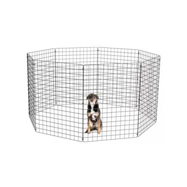 Imagem de Cercado Pet Móvel Dobrável Para Cachorros Portao Grade Ajustável 4 6 8 10 Telas Branco Preto(Preta - 8 Telas)