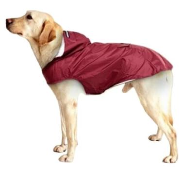 Imagem de Capa De Chuva Cachorro Para Cães À Prova D'água Com Capuz Reflexivo Ao Ar Livre Impermeável Jaqueta(Vinho Tinto,S)
