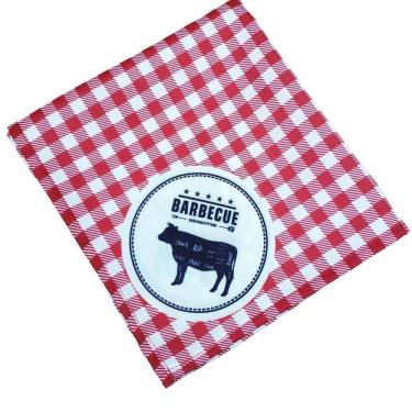 Imagem de Kit 4 Guardanapos Tecido Churrasco Xadrez Vermelho 40Cmx40Cm