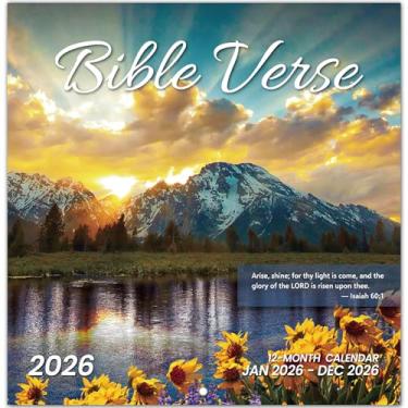 Imagem de Calendário 2026, calendário de parede mensal com versículos bíblicos de 2026 de novembro de 2025 a dezembro de 2026, calendário de parede suspenso, aberto de 29,5 cm x 61 cm, layout de página inteira