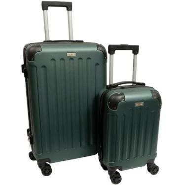 Imagem de Mala Viagem M e PP Leve Resistente Fechadura Segurança Viagem Verde Cl