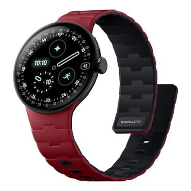 Imagem de Bandletic Pulseiras de silicone magnéticas compatíveis com Google Pixel Watch 4/3/2/1 de 41 mm para mulheres e homens, pulseira de substituição esportiva macia e robusta