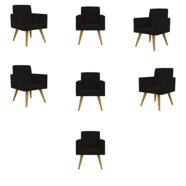 Imagem de Kit 07 Cadeiras Poltronas Decorativa - Escritório - Recepção Cor:preto