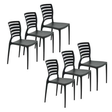 Imagem de Conjunto 6 Cadeiras Sofia em Polipropileno e Fibra de Vidro Preta Tramontina