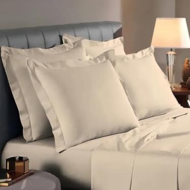 Imagem de Kit 2 Fronhas Avulsas Estampadas Para Travesseiro Malha 100% Algodão Toque Macio Com Zíper Hotel Pousada (Palha, 65x50 cm)