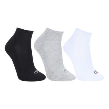 Imagem de Kit Meia Olympikus Cano Curto C/ 3 Pares Feminino, Branco, Cinza, 33/3