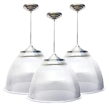 Imagem de Combo Kit com 3 Pendentes Prismática 16" Cristal Lustre Acrílico 55Cm