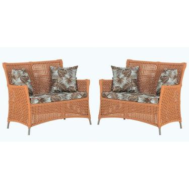 Imagem de 2 Sofás área Externa Igapó Alumínio Fendi Corda Náutica E6 Terra Cota