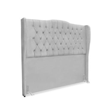 Imagem de Cabeceira De Cama Box Queen 160 Cm Dubai Premium - Veludo Cinza
