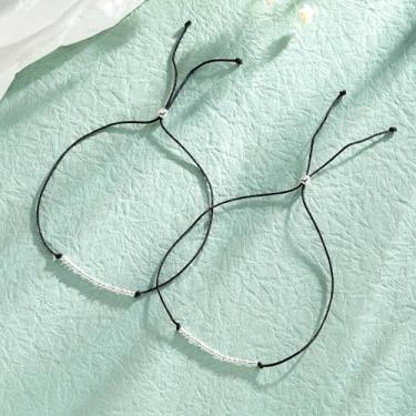 Imagem de Pulseiras de texto Morse Code para mulheres, 2 peças, pulseiras combinando distância para casais, presentes Pinky Promise Best Friend Always Together amizade, Natal, aniversário, amizade, presentes