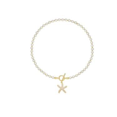 Imagem de Gargantilha feminina ajustável de pérolas de água doce – joia artesanal banhada a ouro 14K, pérolas irregulares naturais para elegância diária, Beach Jewelry, Latão, Sem Pedra Preciosa