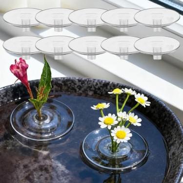 Imagem de 10 peças de plantas hidropônicas transparentes flutuantes suporte de haste de vaso de flores criativo simples para exibição de plantas decoração de casa (grande, 7 x 2,6 cm)