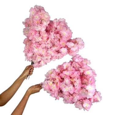 Imagem de Kit 0 a 40 Flores 45cm Flor Cerejeira artificial Decoração Casa - Ramos para Decoração de Casa, Vasos e Eventos, Beleza Eterna sem Manutenção (Rosa Clara,Kit 20 Unidade)