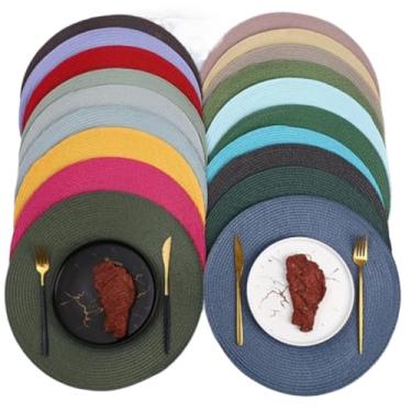 Imagem de Jogo Americano Redondo Sousplat de Mesa 38cm - Kit 4 ou 6 Peças para Jantar, Mesa Posta e Cozinha(Cor Aleatória,6)