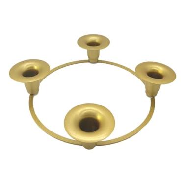 Imagem de Fenteer Suporte para 4 velas, centro de mesa decorativo, enfeite de ferro para festas, casa, quarto, banquete e escritório, Ouro
