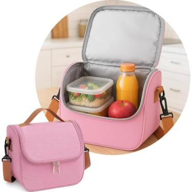 Imagem de Bolsa Térmica para Marmita – Lancheira Impermeável com Alça de Ombro – Cabe 3 Marmitas – Ideal para Trabalho, Academia e Escola (Rosa)