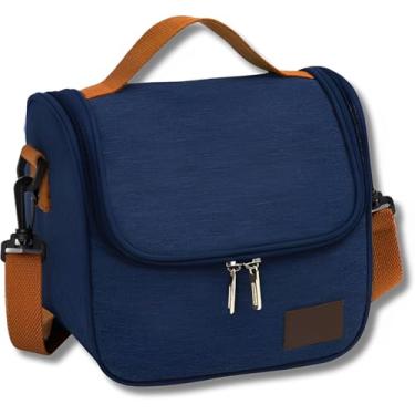 Imagem de Bolsa Térmica para Marmita – Lancheira Impermeável com Alça de Ombro – Cabe 3 Marmitas – Ideal para Trabalho, Academia e Escola (Azul)