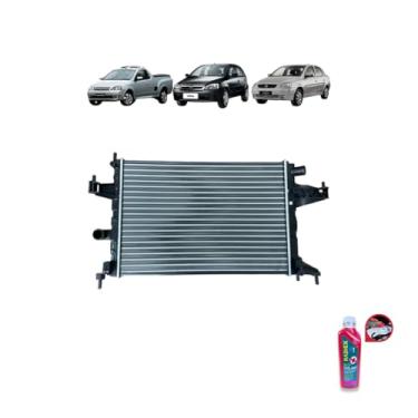 Imagem de Kit Radiador GM Corsa 2002 Montana 1.4/1.8 C/Ar + Aditivo Radiador Radiex Rosa Pronto Uso