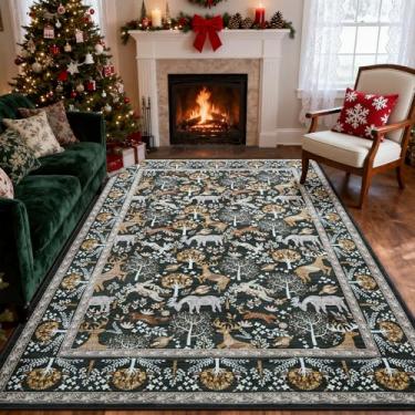 Imagem de WEZVIX Tapete de Natal 20 x 25 cm para sala de estar, tapetes de animais boho lavável, tapete grande antiderrapante macio para quarto, berçário, sala de jantar, fazenda, sala de jogos infantil