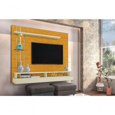 Imagem de Painel Tv Eros 55 Polegadas 135x160cmprateleira Vidro Nichos Naturale/Off White