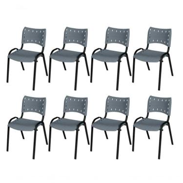 Imagem de Cadeira Iso Base Preto , Escritório Cinza Kit 8 Un