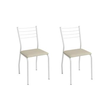 Imagem de Cadeira Sala De Jantar Malta 2c140br Aço Kit 2 Un Branco/ano Bege - Kappesberg