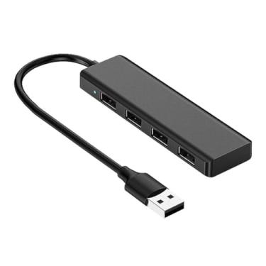 Imagem de Hub USB 2.0 de 4 portas – Expansor multiportas de alta velocidade para computador portátil, transferência de dados de 5 Gbps, hub de mesa Plug Play com design compacto para uso doméstico no escritório