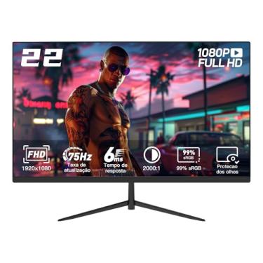 Imagem de Monitor gamer de 22 polegadas, Full HD 1080p de 75 Hz, tempo de resposta de 6 ms, compatível com G-Sync, para trabalho e jogos, luz azul baixa, sem cintilação, HDMI, VESA